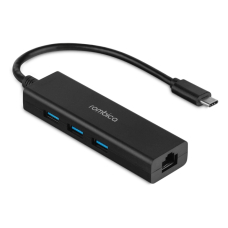 Адаптер Rombica Type-C Port 4-USB-A+Enternet Black